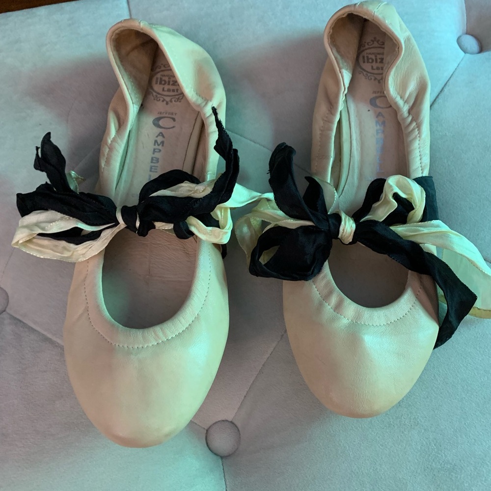 Jeffrey Campbell ballet flats with ribbons (size 9.5)